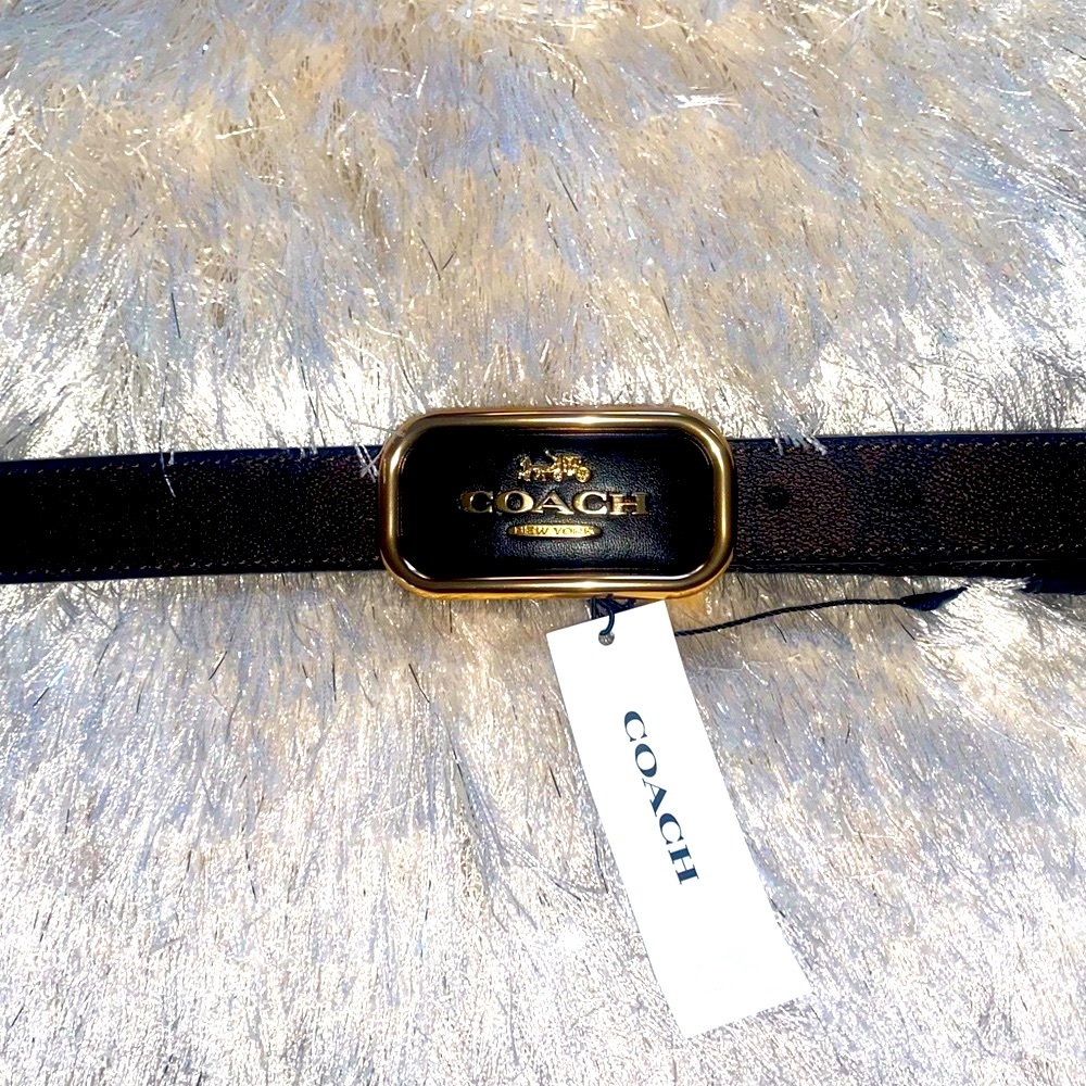 COACH Morgan Black and Gold Men’s Reversible  Belt - Size 42 - NEW